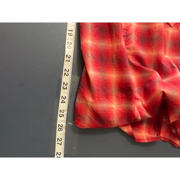 Talbots Womens Red Plaid Ruffle Front Blouse 16W - Picture 3 of 9